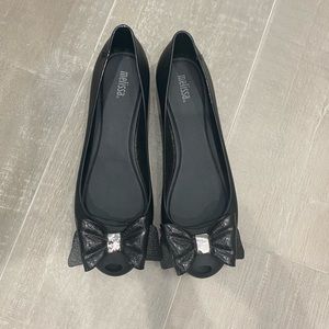 Melissa black flats adult size 10. Excellent condition